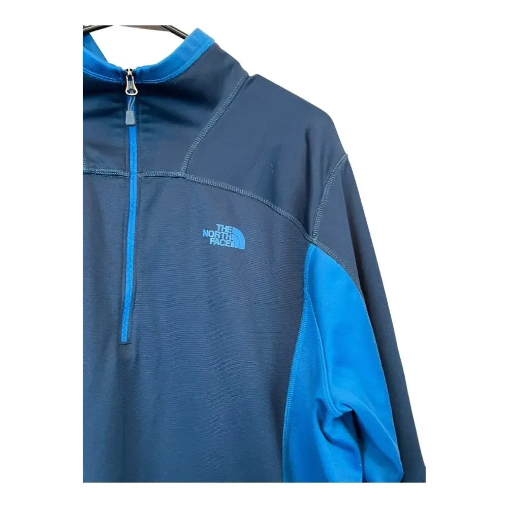 The North Face Mens Long Sleeve Quarter Zip Jacket Sz XL Blue Fleece